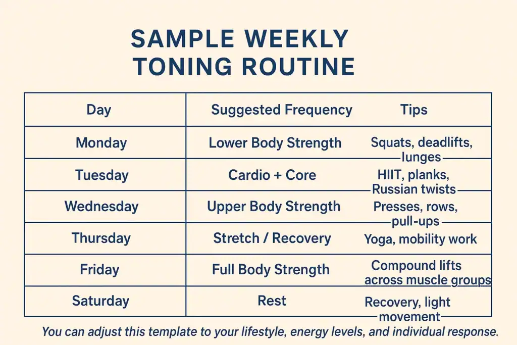 Achieving the Perfect Tone: How Often Should You Exercise for Results? 4 Weekly exercise Llanelli plan graphic