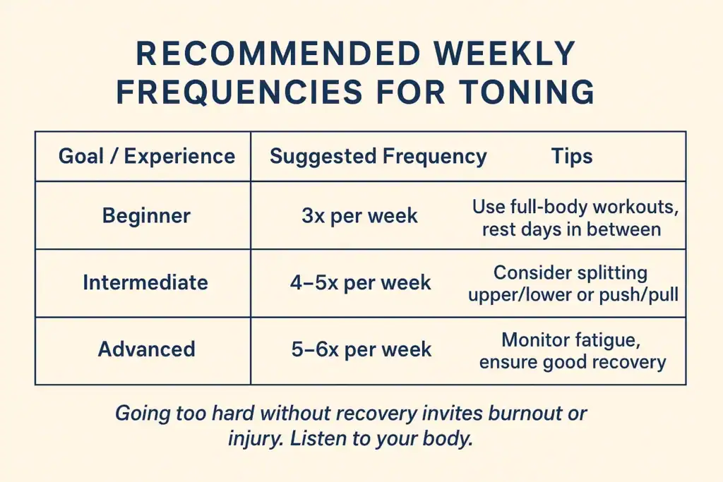 Achieving the Perfect Tone: How Often Should You Exercise for Results? 2 Graphic to show how often you should do exercise to help with toning Llanelli